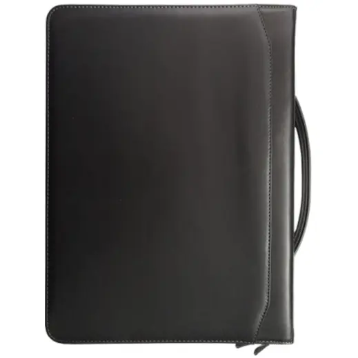 A4 Leather Varsity Zip Folder Back